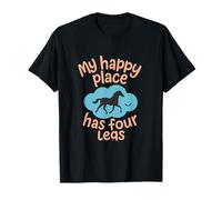 My Happy Place Has Four Legs Horse Lover T-Shirt