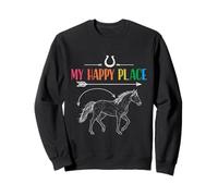 My Happy Place Horse Lover Design rétro Sweatshirt
