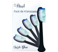 My Heal | Pack de 4 Brossettes de rechange | New 2024 | Recharge brosse à dent électrique Sonique | Pack de 4 brosses | Recharge pour 1 an d'utilisation | Pack 4 têtes de Brosses (bleu nuit)