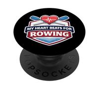 My Heart Beats for Rowing Crew Team Heartbeat Pulse Oars PopSockets PopGrip Adhésif