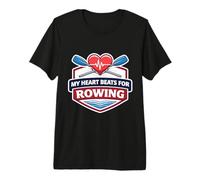 My Heart Beats for Rowing Crew Team Heartbeat Pulse Oars T-Shirt Haut de Gamme