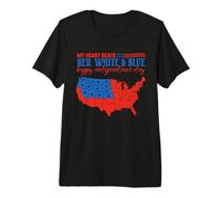 My Heart Beats Red, White & Blue USA Map 4th of July T-Shirt Haut de Gamme