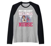 My Heart Belongs Nurse Funny Nursing Nurses Manche Raglan