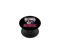 My Heart Belongs Nurse Funny Nursing Nurses PopSockets PopGrip Adhésif