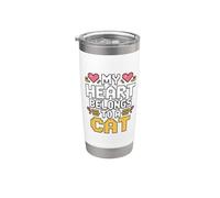 My Heart Belongs To A Cat Gobelet isotherme en acier inoxydable double paroi