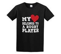 My Heart Belongs to A Rugby Player Men's Cotton T-Shirt Black Shirt Top Tee 3XL