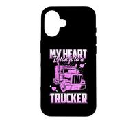 My Heart Belongs to A Trucker Funny Truck Driver Coque pour iPhone 16