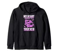 My Heart Belongs to A Trucker Funny Truck Driver Sweat à Capuche
