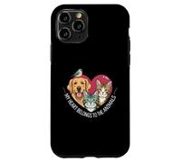 My Heart Belongs to The Animals Dog Cat Bird Pet Lover Coque pour iPhone 11 Pro