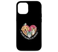 My Heart Belongs to The Animals Dog Cat Bird Pet Lover Coque pour iPhone 12/12 Pro
