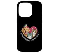 My Heart Belongs to The Animals Dog Cat Bird Pet Lover Coque pour iPhone 14 Pro