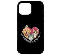 My Heart Belongs to The Animals Dog Cat Bird Pet Lover Coque pour iPhone 16 Pro Max