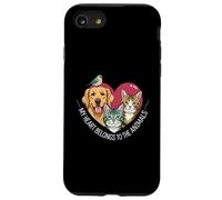 My Heart Belongs to The Animals Dog Cat Bird Pet Lover Coque pour iPhone SE (2020) / 7/8