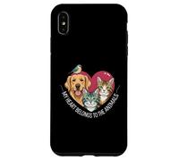 My Heart Belongs to The Animals Dog Cat Bird Pet Lover Coque pour iPhone XS Max