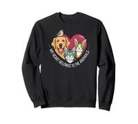 My Heart Belongs to The Animals Dog Cat Bird Pet Lover Sweatshirt