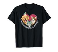 My Heart Belongs to The Animals Dog Cat Bird Pet Lover T-Shirt