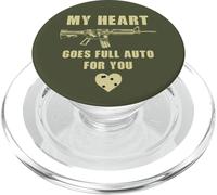 My Heart Goes Full Auto for You - Funny Sarcastic Gun Humor PopSockets PopGrip pour MagSafe