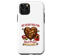 My Heart Has Fur Mud Prints & Memories Idée d'amour Amusante pour Chien Coque pour iPhone 11 Pro