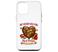 My Heart Has Fur Mud Prints & Memories Idée d'amour Amusante pour Chien Coque pour iPhone 12/12 Pro