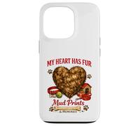My Heart Has Fur Mud Prints & Memories Idée d'amour Amusante pour Chien Coque pour iPhone 13 Pro