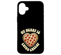 My Heart is Extra Cheesy Inscription Humoristique en Forme de cœur Coque pour iPhone 16 Plus
