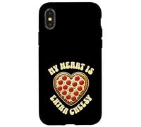My Heart is Extra Cheesy Inscription Humoristique en Forme de cœur Coque pour iPhone X/XS