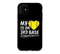 My Heart is on 3rd Base Batte de Softball fière Maman Papa Coque pour iPhone 11