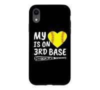 My Heart is on 3rd Base Batte de Softball fière Maman Papa Coque pour iPhone XR
