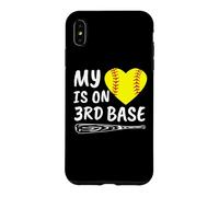 My Heart is on 3rd Base Batte de Softball fière Maman Papa Coque pour iPhone XS Max