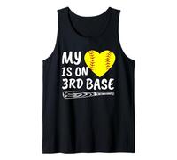 My Heart is on 3rd Base Batte de Softball fière Maman Papa Débardeur