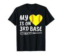 My Heart is on 3rd Base Batte de Softball fière Maman Papa T-Shirt