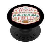 My Heart is on That Drapeau Terrain de Football Mère Maman Maman PopSockets PopGrip Adhésif