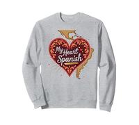 My Heart Speaks Cadeau d'amour Latina Espagnol pour Petite Amie Sweatshirt, Unisexe pour Adultes, Gris Chiné, M