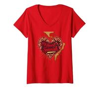 My Heart Speaks Cadeau d'amour Latina Espagnol pour Petite Amie T-Shirt avec Col en V, Femme, Rouge, S