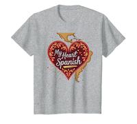My Heart Speaks Cadeau d'amour Latina Espagnol pour Petite Amie T-Shirt, Enfant, Gris Chiné, 10 Ans