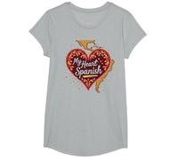 My Heart Speaks Cadeau d'amour Latina Espagnol pour Petite Amie T-Shirt, Fille, Gris Chiné, L