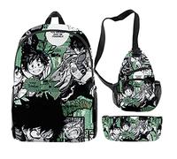 My Hero Academia Anime Boku no Hero Academia Sac à dos Oxford Sac à dos d'école Sac à déjeuner Sac à crayons pour adolescents filles garçons école sac à livres Sac de voyage, type 3, 44 cm