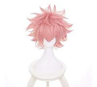 My Hero Academia Boku no Hiro Accessoires de Cosplay Perruque courte synthétique rose résistante à la chaleur avec casquette de perruque