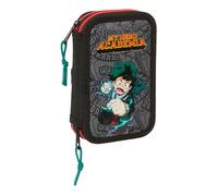 MY Hero ACADEMIA - Trousse scolaire pour enfant, avec 28 outils inclus, idéale pour les enfants de 5 à 14 ans, confortable et polyvalente, qualité et résistance, 12,5 x 4 x 19,5 cm, couleur noire,