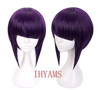 My Hero Academia Kyoka Jiro Cosplay Perruques 30cm Violet Noir Résistant À La Chaleur Court Synthétique Cheveux Perucas Cosplay Perruque + Casquette De Perruque