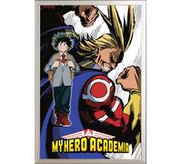 My Hero Academia - Poster - All Might Flex + cadre amovible, Shinsuke® Maxi aluminium argenté, vitre acrylique