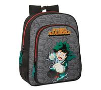 MY Hero ACADEMIA - Sac à dos scolaire pour enfant, adaptable au chariot, idéal pour les enfants d'âge scolaire, confortable et polyvalent, qualité et résistance, 32 x 12 x 38 cm, couleur noire, Noir,