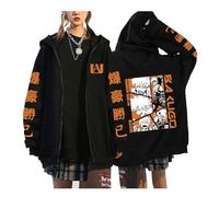 My Hero Academia Sweat À Capuche Zippé Noir À Manches Longues Confortable Hip Hop Y2k Manga Pulls Haute Qualité Épaule Tombante Dessin Animé Harajuku Vestes (TP,Color 01)