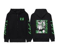 My Hero Academia Sweat À Capuche Zippé Noir À Manches Longues Confortable Hip Hop Y2k Manga Pulls Haute Qualité Épaule Tombante Dessin Animé Harajuku Vestes (TG,Color 02)