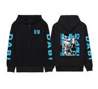My Hero Academia Sweat À Capuche Zippé Noir À Manches Longues Confortable Hip Hop Y2k Manga Pulls Haute Qualité Épaule Tombante Dessin Animé Harajuku Vestes (M,Color 03)