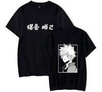 My Hero Academia T-Shirt Hommes Femmes Mode Harajuku Manches Courtes Katsuki Bakugo Cosplay Graphique Col Rond Épaule Tombante T-Shirts Respirants (Grand,Color 01)
