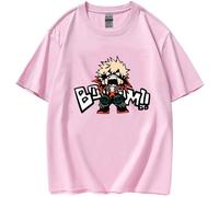 My Hero Academia T-Shirt Imprimé Graphique Bakugou Katsuki Dessin Animé Été Col Rond 2D Imprimé Hauts Adolescent Haute Qualité Hip Hop Sauvage Streetwear (M,Color 04)