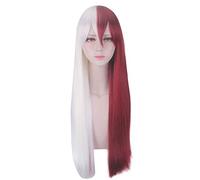 My Hero Academia Todoroki Shoto Perruque Longue Cosplay Fille Ver. Boku no Hero Academia Costume de cheveux rouges et blancs Halloween Party Perruque PL-205