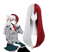 My Hero Academia Todoroki Shoto Women Long Red and White Heat Resistant Hair Cosplay Costume Wig + Free Wig Cap
