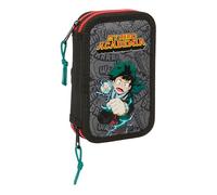 MY Hero ACADEMIA - Trousse scolaire pour enfant, avec 28 outils inclus, idéale pour les enfants de 5 à 14 ans, confortable et polyvalente, qualité et résistance, 12,5 x 4 x 19,5 cm, couleur noire,